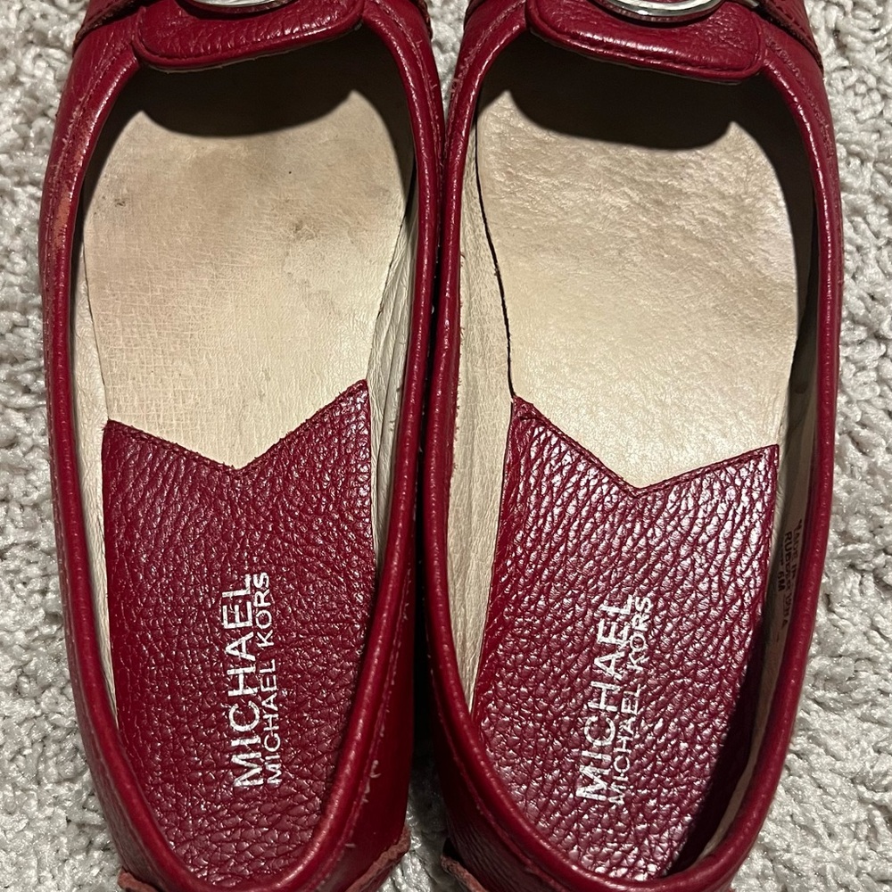 Michael Kors Red Flats with Silver Emblem - Picture 3 of 10